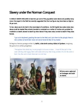 Slavery Under the Norman Conquest