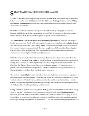 STRAW PLAITING in Hertfordshire