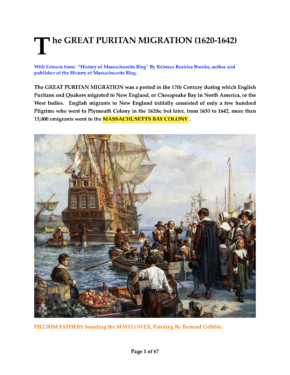 The GREAT PURITAN MIGRATION (1630-1642)