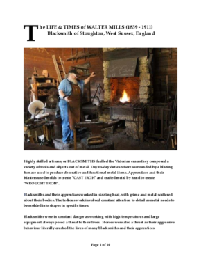 The Life & Times of WALTER MILLS (1839 – 1911) Blacksmith of Stoughton, West Sussex, England