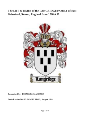 The LIFE & TIMES of the LANGRIDGE FAMILY of Sussex, England in 1200 AD