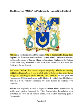 The History Of Milton in Portsmouth, Hampshire, England